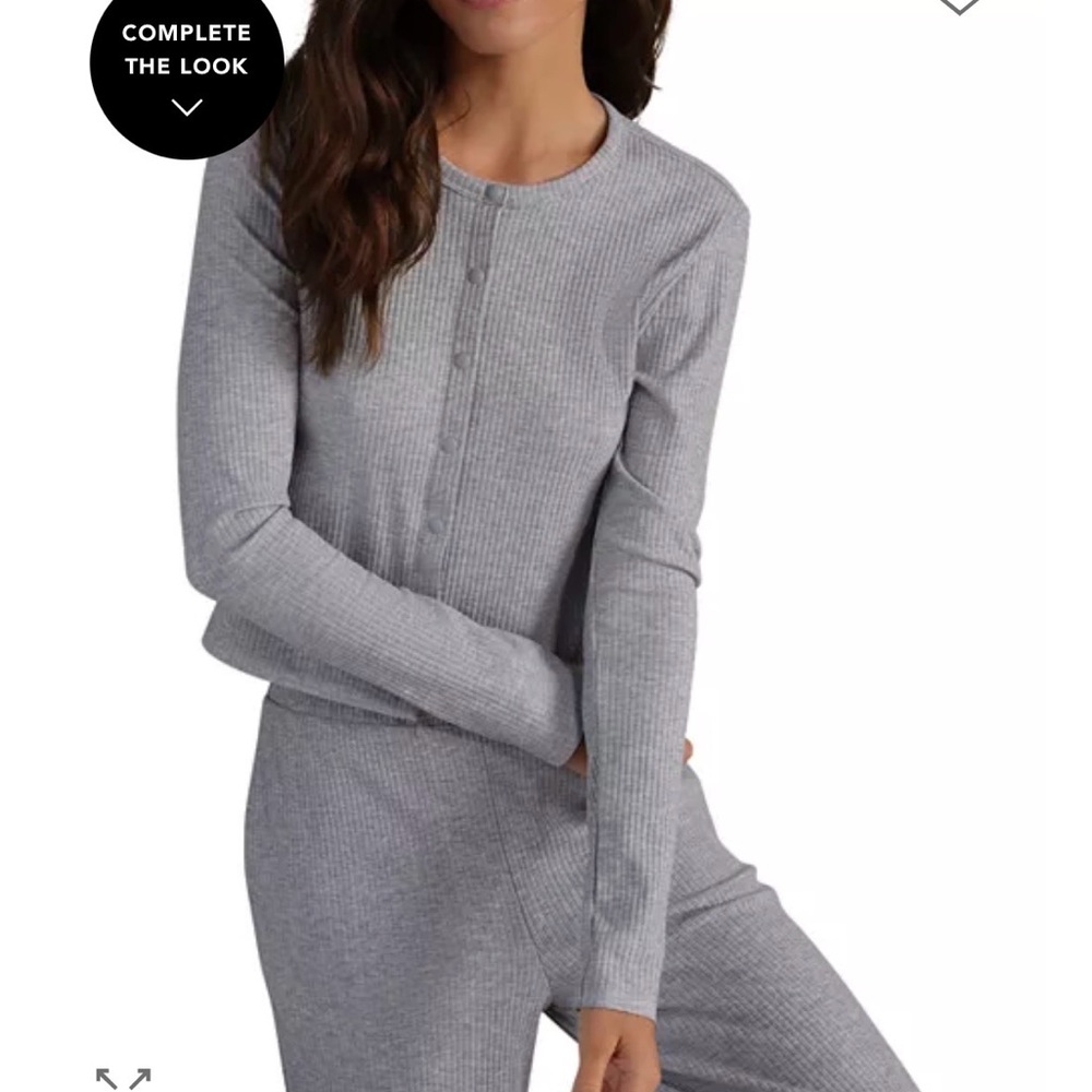 RHONE Rhone LivLuxe Ribbed Cardigan Athleisure Athletic Preppy Gray Small *Flaw